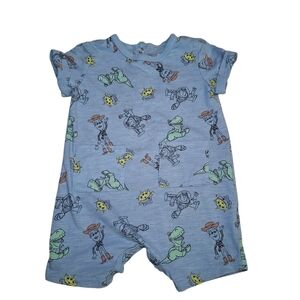 Disney Pixar Toy Story Romper Blue Woody Buzz Lightyear Rex Size 12 Months